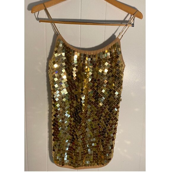 Sexy Gold Sequin Sleeveless Top Size Large - Picture 1 of 3